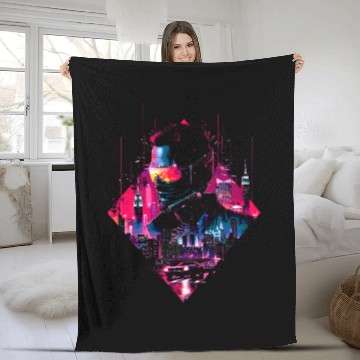 Discover Retro Car Man Vaporwave City Synthwave 90s Fleece Blankets