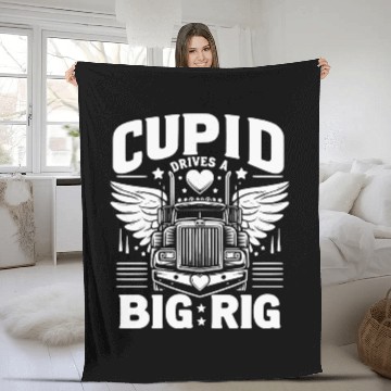Discover Cupid Drives a Big Rig Fleece Blankets