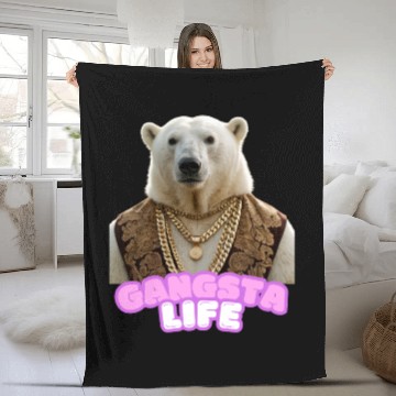 Discover Gangsta life polar bear 4 Fleece Blankets