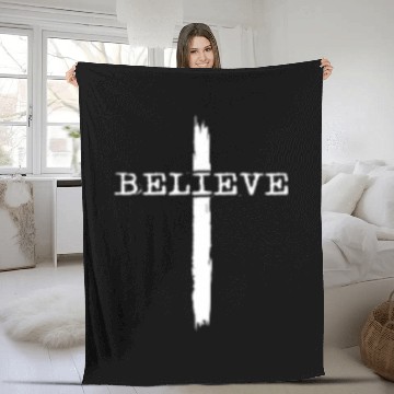 Discover Believe Happy Easter Sunday Fleece Blankets