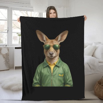 Discover Green and Gold Kangaroo 3 Fleece Blankets