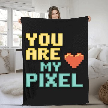 Discover Gamer Valentine's Pixel 8-bit Gaming Couple Fleece Blankets