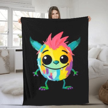 Discover Colorful Monster Art - Cute & Playful Character Fleece Blankets