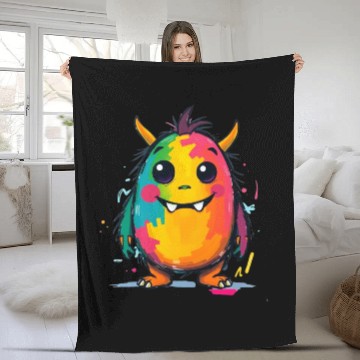 Discover Colorful Monster Art - Cute & Playful Character Fleece Blankets