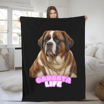 Discover Gangsta Life Saint Bernard 4 Fleece Blankets