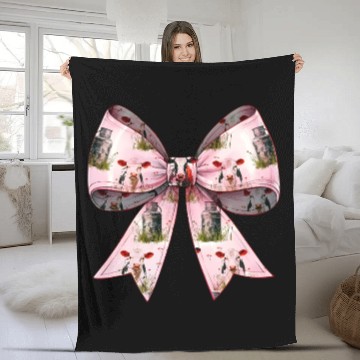 Discover Coquette Bow Cow Farmer Milk Dairy Farmer Farming Fleece Blankets
