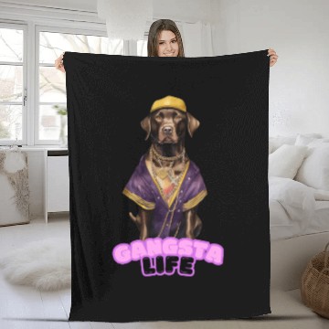 Discover Gangsta Life Chocolate Labrador Fleece Blankets