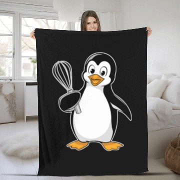 Discover Whisk-Wielding Penguin Chef Delight Fleece Blankets