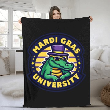 Discover Mardi Gras University Alligator Men's Mardi Gras Fleece Blankets
