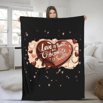 Discover Love is sweet but chocolate is sweeter Fleece Blankets