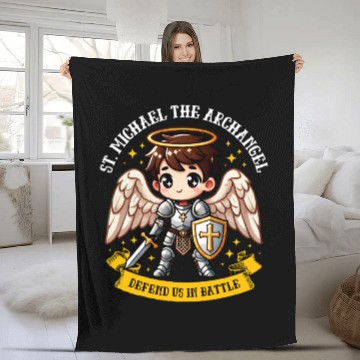Discover Saint Michael the Archangel Catholic Pray for kids Fleece Blankets