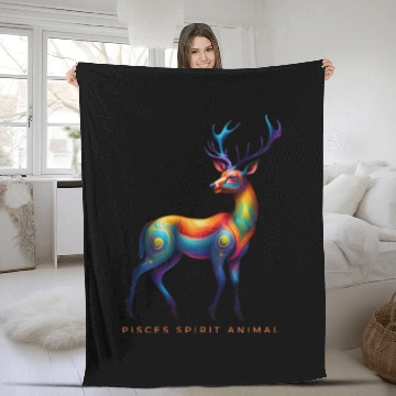 Discover Pisces Spirit Animal Deer Alebrije Fleece Blankets