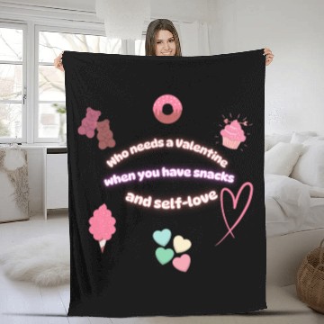 Discover Who needs a Valentine When You have Snacks and Sel Fleece Blankets