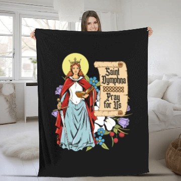 Discover St. Dymphna Purity Lily Patron Saint Mental Health Fleece Blankets