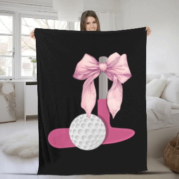 Discover Coquette Bow Mini Golf Golfer Mothers Day Fleece Blankets