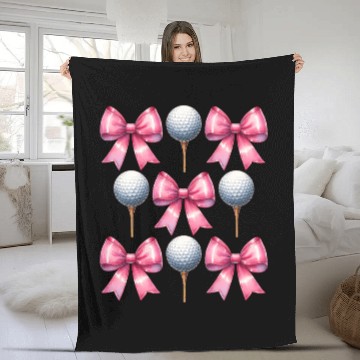 Discover Coquette Bow Golf Ball Mothers Day Golfing Pink Fleece Blankets