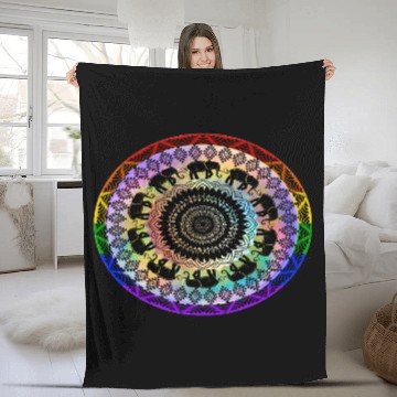 Discover The colorful elephant! Fleece Blankets