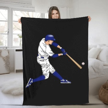 Discover baseball player hitting ball with bat Fleece Blankets