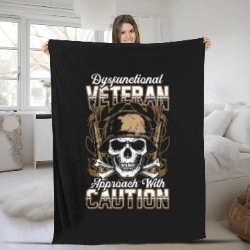 Discover Dysfunctional Veteran Approach With Caution Fleece Blankets
