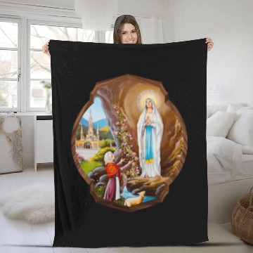 Discover Our Lady of Lourdes St Bernadette Immaculate Mary Fleece Blankets