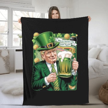 Discover Make St Patrick's Day Great Again Trump Fleece Blankets