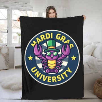 Discover Mardi Gras University Crawfish Men's Mardi Gras Fleece Blankets