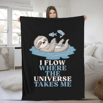 Discover Pisces Zodiac Sloth I Flow Where The Universe Fleece Blankets