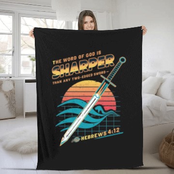 Discover Sharper Than Any Two-Edged Sword – Retro Christian Fleece Blankets