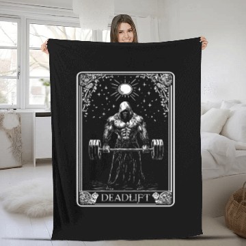 Discover Death Tarot Deadlift Skeleton Deadlift Tarot Card Fleece Blankets
