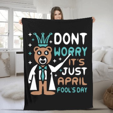 Discover Funny Teacher Bear Celebrate April Fools Day Fleece Blankets