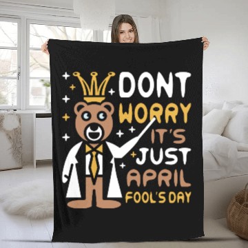 Discover Funny Teacher Bear Celebrate April Fools Day Fleece Blankets