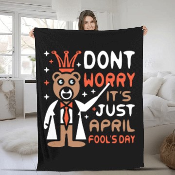 Discover Funny Teacher Bear Celebrate April Fools Day Fleece Blankets