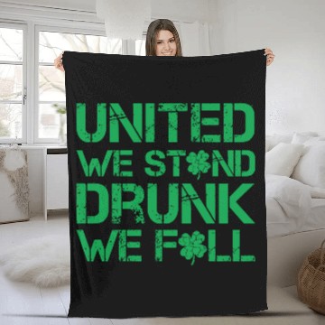 Discover United We Stand Drunk We Fall Green Fleece Blankets