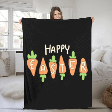 Discover Happy Easter Cute Carrot Fleece Blankets