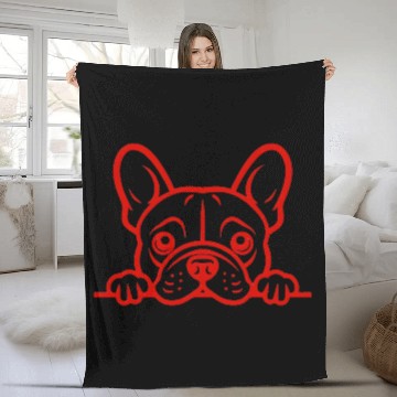 Discover French Bulldog Frenchie Sweet Face Red Fleece Blankets