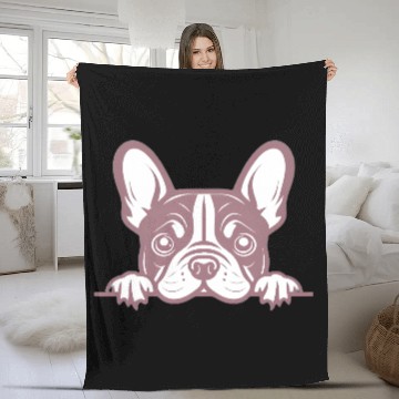 Discover French Bulldog Frenchie Sweet Face Pink Fleece Blankets
