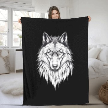 Discover Wolf Face: Majestic and Wild Fleece Blankets