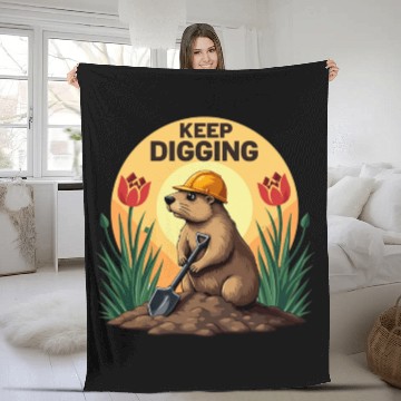 Discover Industrious Groundhog Gardener Fleece Blankets