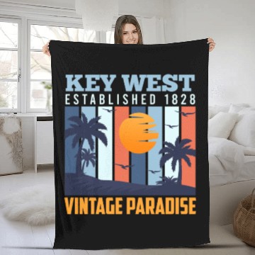 Discover KEY-WEST ESTABLISHED 1828 VINTAGE PARADISE Fleece Blankets