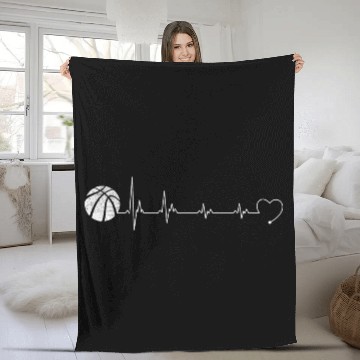 Discover Heartbeat basketball love Fleece Blankets