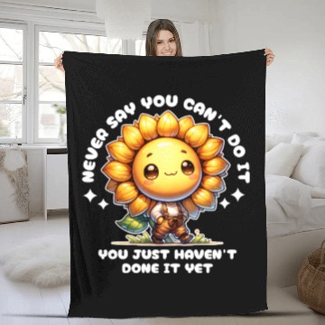 Discover Cute Sunflower with Motivational Positive Quotes Fleece Blankets