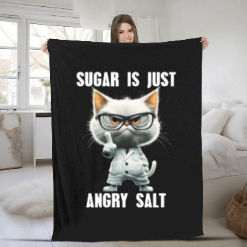 Discover Sugar Is Just Angry Salt Cat Science Meme Fleece Blankets