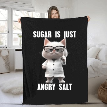 Discover Sugar Is Just Angry Salt Cat Meme Science Fleece Blankets