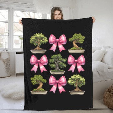 Discover Coquette Bow Bonsai Japanese Zen Mothers Day Fleece Blankets