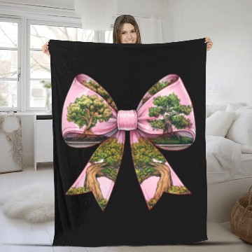 Discover Coquette Bow Bonsai Japanese Zen Mothers Day Fleece Blankets