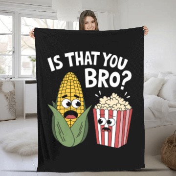Discover Funny Corn and Popcorn Cartoon Meme Design Fleece Blankets
