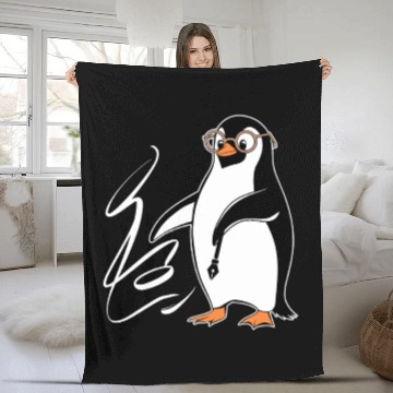 Discover Penguin Calligraphy Enthusiast Art Fleece Blankets