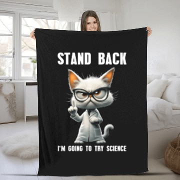 Discover I'm Going To Try Science Science Cat Meme Fleece Blankets