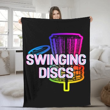 Discover Swinging Discs in Baskets Sports Disc Golf Games Fleece Blankets