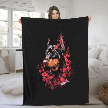 Discover Doberman Dog Lovers Artwork For You Fleece Blankets